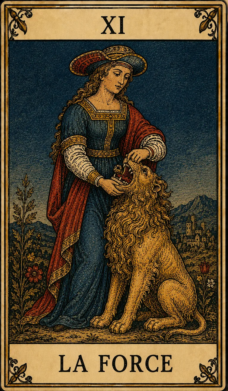 La Force, carte originale du Tarot de Marseille Lames de Minuit