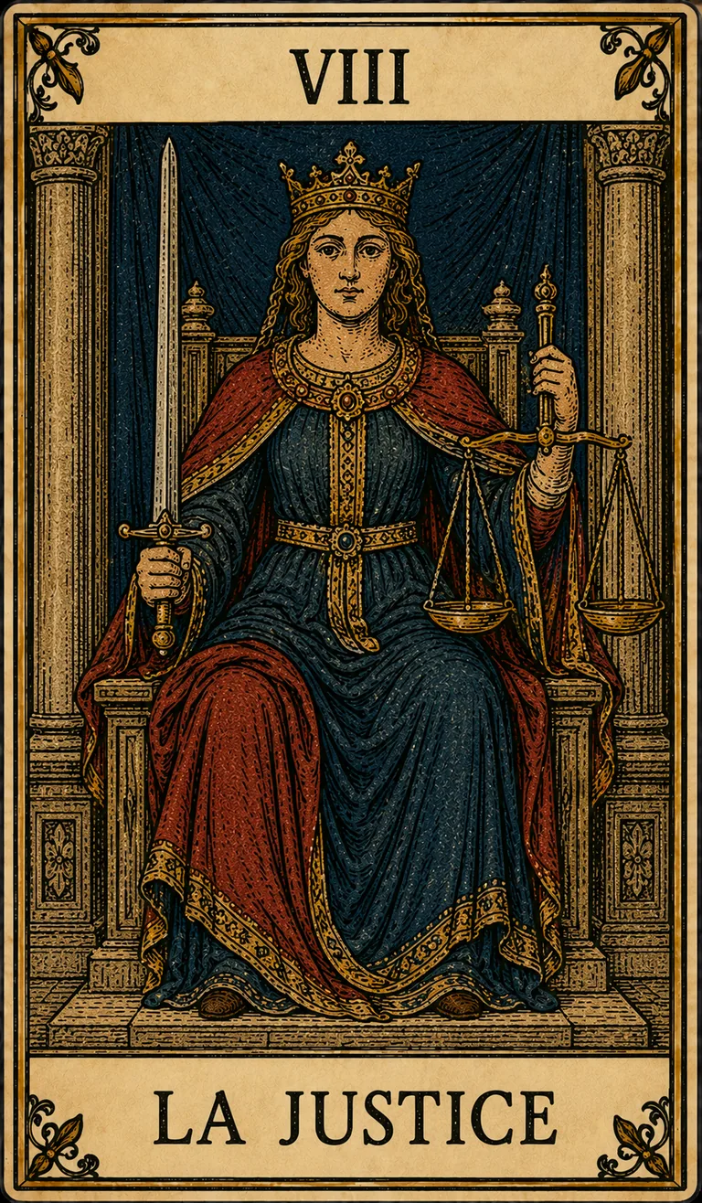 La Justice, carte originale du Tarot de Marseille Lames de Minuit