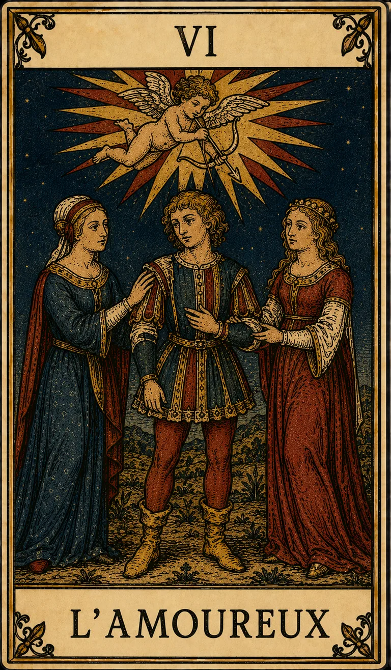 L’Amoureux, carte originale du Tarot de Marseille Lames de Minuit