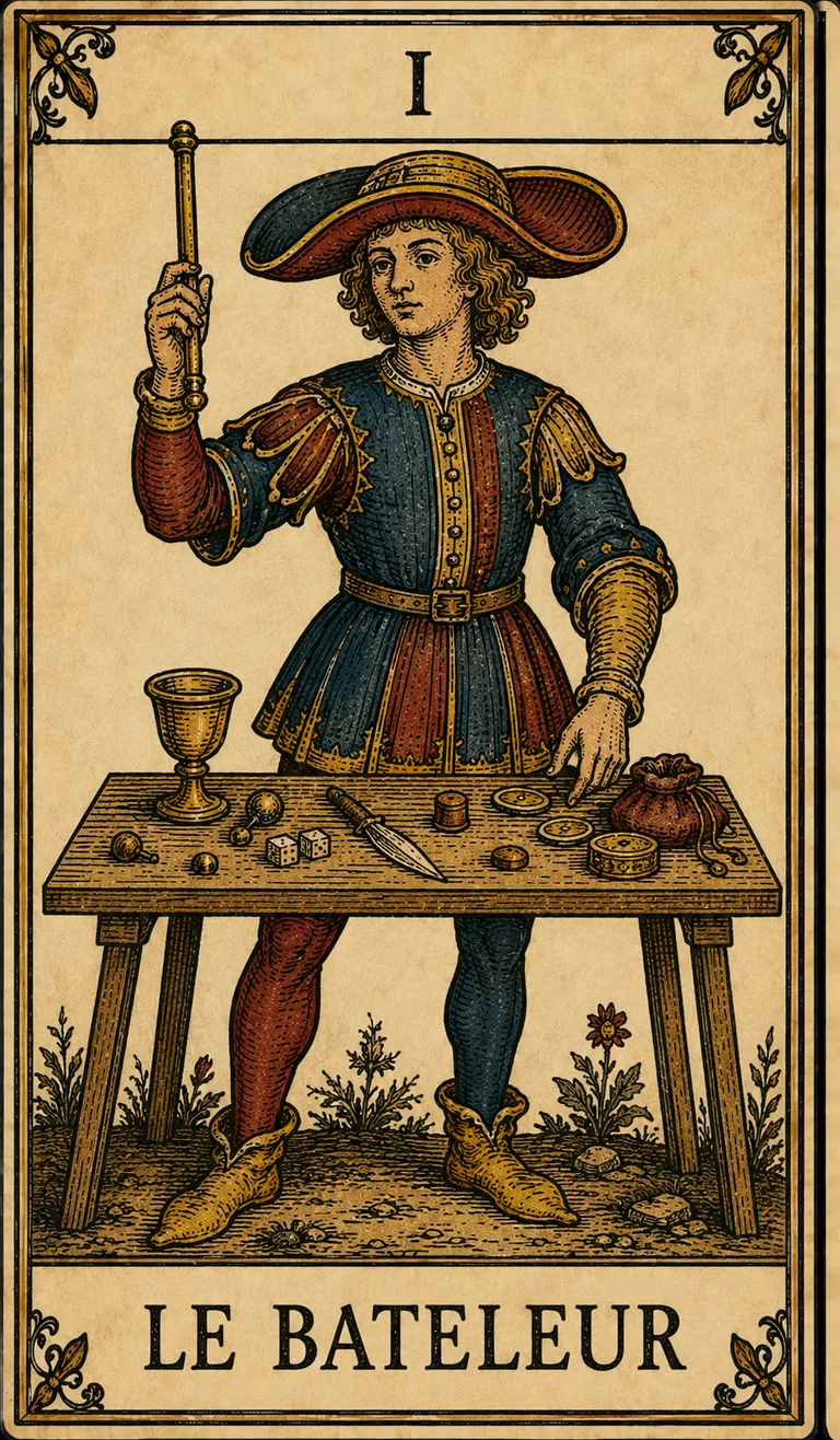 Le Bateleur, carte originale du Tarot de Marseille Lames de Minuit