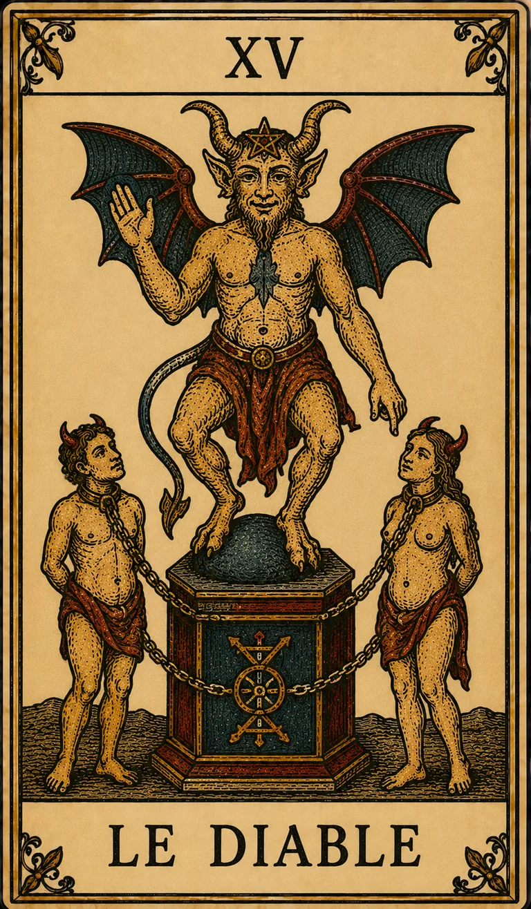 Le Diable, carte originale du Tarot de Marseille Lames de Minuit