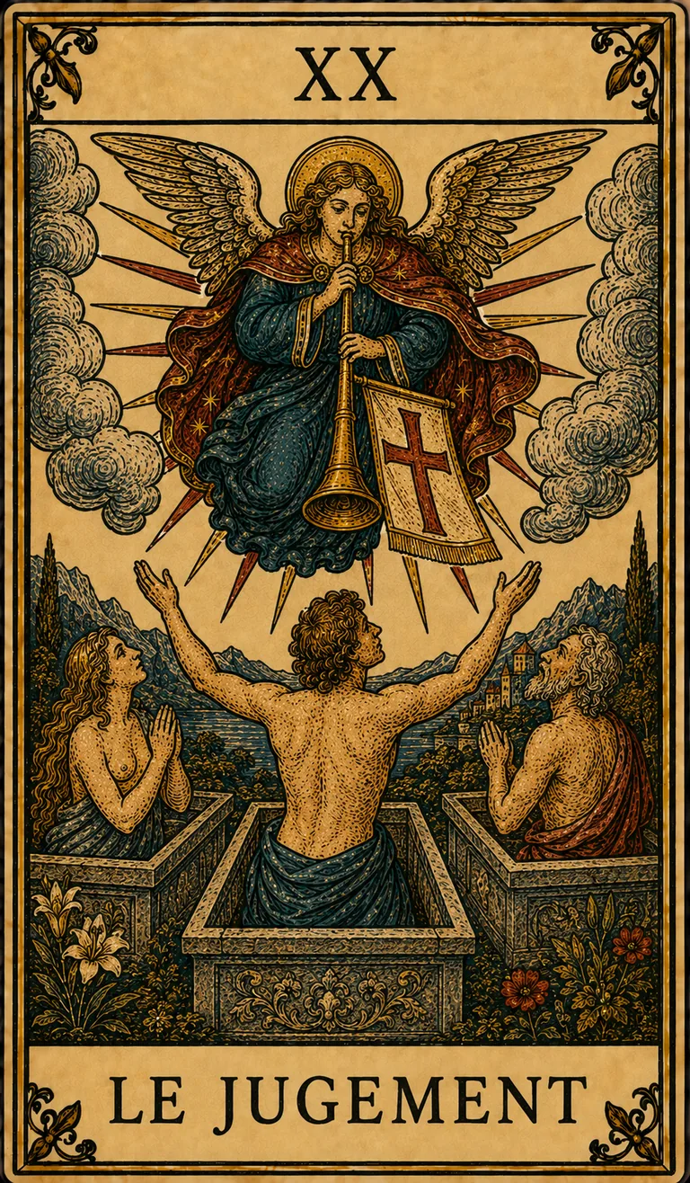 Le Jugement, carte originale du Tarot de Marseille Lames de Minuit