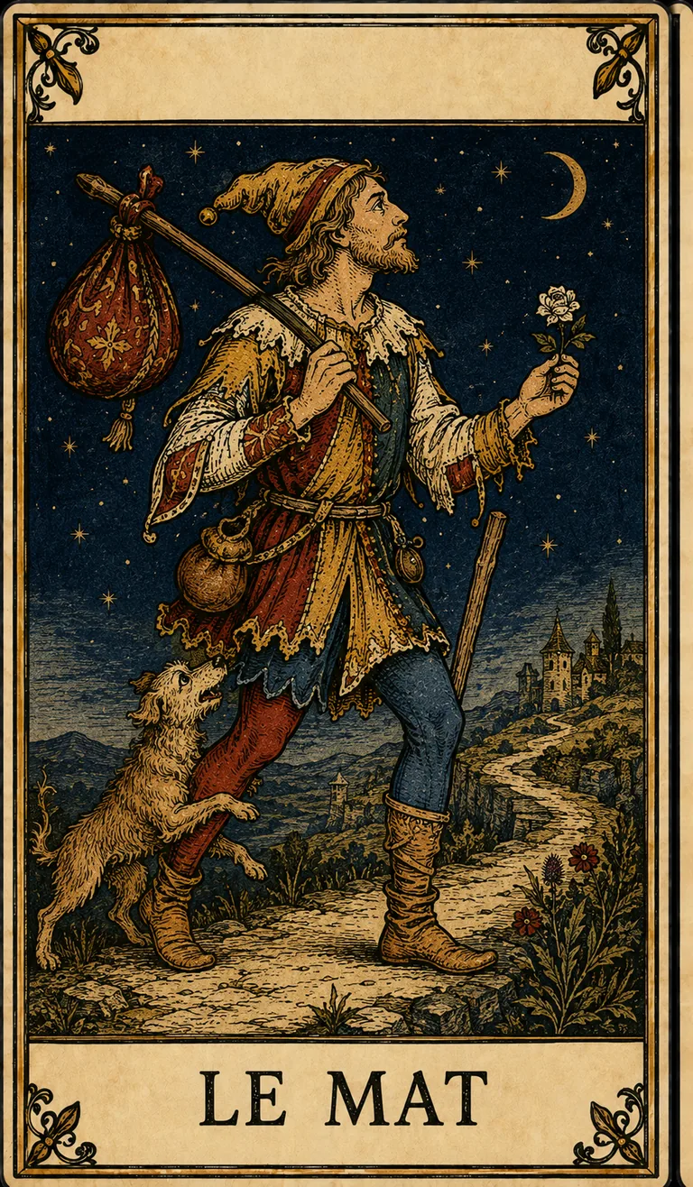 Le Mat, carte originale du Tarot de Marseille Lames de Minuit