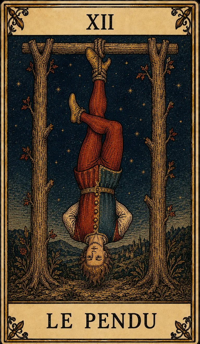 Le Pendu, carte originale du Tarot de Marseille Lames de Minuit