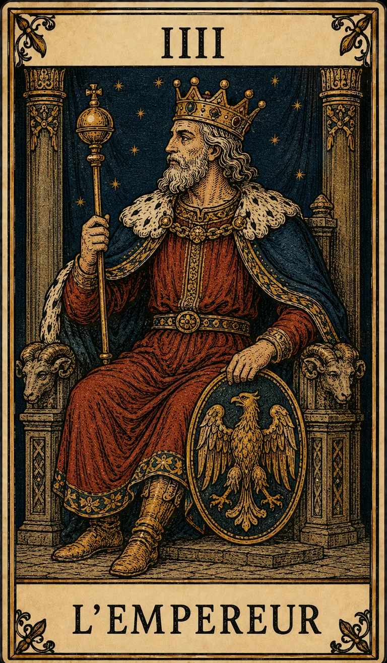 L’Empereur, carte originale du Tarot de Marseille Lames de Minuit