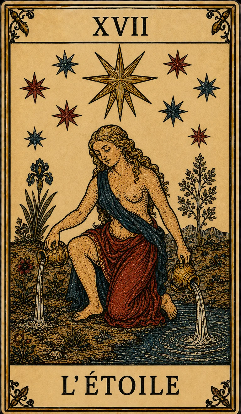 L’Étoile, carte originale du Tarot de Marseille Lames de Minuit
