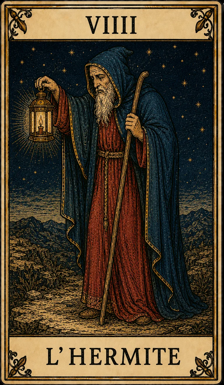 L’Hermite, carte originale du Tarot de Marseille Lames de Minuit